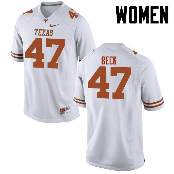 Women #47 Andrew Beck Texas Longhorns College Football Jerseys-White
